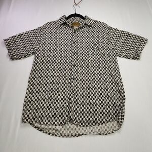 ⭐️Utopia Men’s Medium Short Sleeve Button Up – 100% Rayon Checkered Y2K